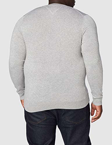 Tommy Hilfiger Core Cotton-Silk Cneck suéter, Gris (Cloud Htr 501), Large para Hombre