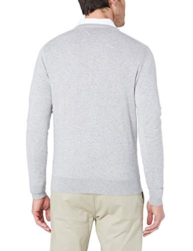 Tommy Hilfiger Core Cotton-Silk Vneck suéter, Gris (Cloud Htr 501), XX-Large para Hombre