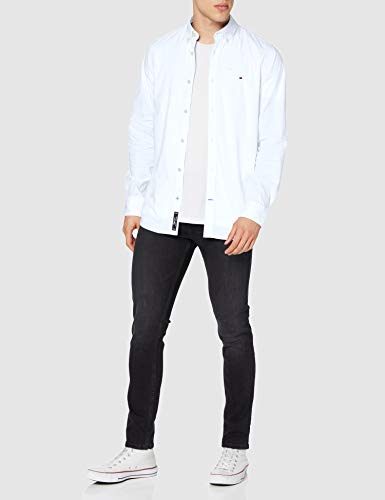 Tommy Hilfiger Core Stretch Slim Poplin Shirt Camisa, Blanco (Bright White 100), Small para Hombre