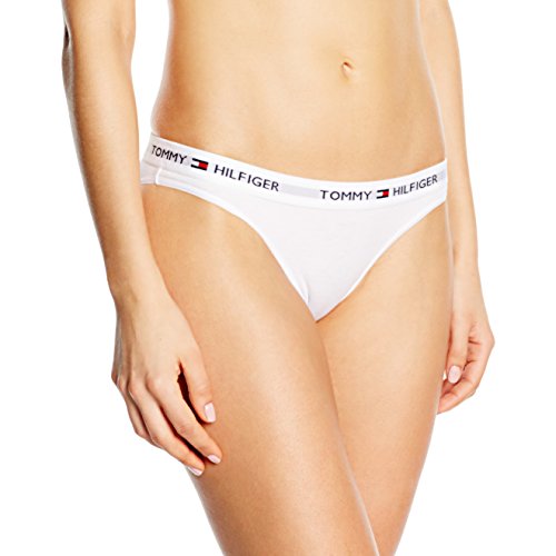 Tommy Hilfiger Corte Bikini A Braguitas con Cintura Elástica, Blanco, M para Mujer