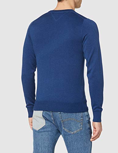 Tommy Hilfiger Cotton Silk Cneck suéter, Azul (Limoges Heather 405), XX-Large para Hombre