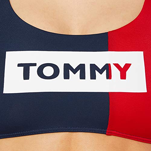Tommy Hilfiger Crop Top Parte de Arriba de Bikini, Rojo (Red 611), Talla única (Talla del Fabricante: Small) para Mujer