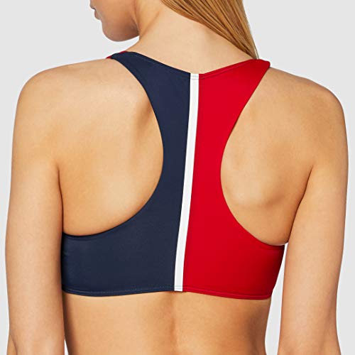 Tommy Hilfiger Crop Top Parte de Arriba de Bikini, Rojo (Red 611), Talla única (Talla del Fabricante: Small) para Mujer