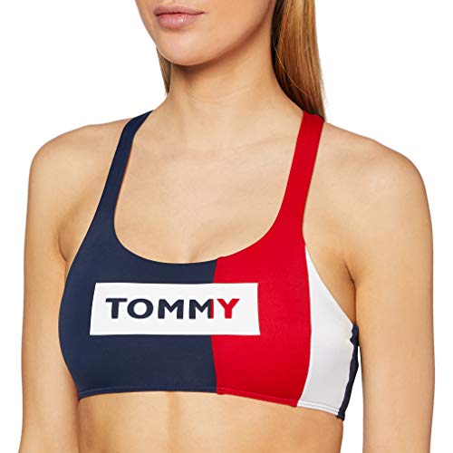 Tommy Hilfiger Crop Top Parte de Arriba de Bikini, Rojo (Red 611), Talla única (Talla del Fabricante: Small) para Mujer