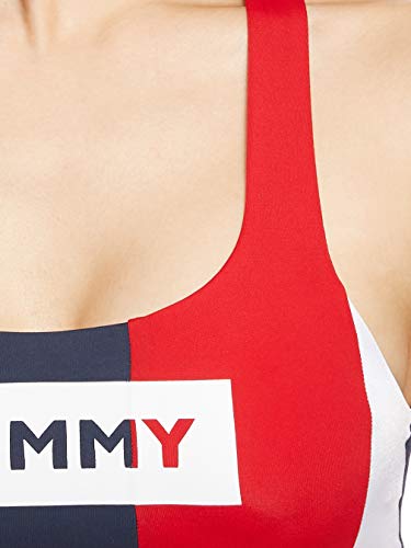 Tommy Hilfiger Crop Top Parte de Arriba de Bikini, Rojo (Red 611), Talla única (Talla del Fabricante: Small) para Mujer
