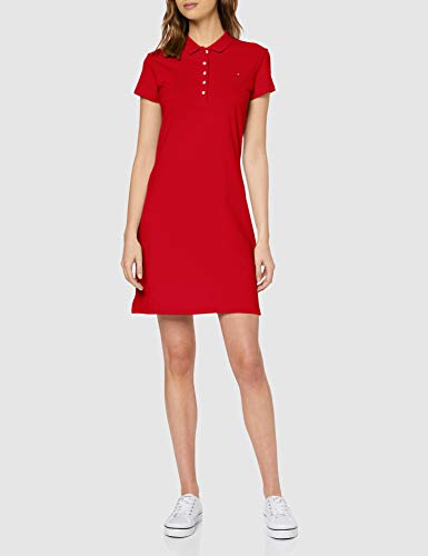 Tommy Hilfiger D Vestido con Cuello Polo y Manga Corta, Rojo (Primary Red XLG), M para Mujer