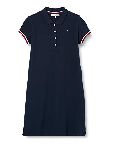 Tommy Hilfiger Essential Script Polo Dress S/s vestido, Azul (Twilight Navy C87), Talla Única (talla del fabricante: 80) para Niñas