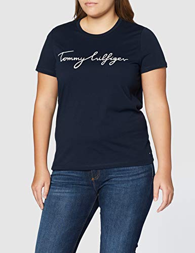 Tommy Hilfiger Heritage Crew Neck Graphic tee Camiseta, Azul (Midnight 403), Large para Mujer