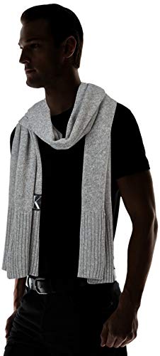 Tommy Hilfiger J Basic Men Knitted Scarf Bufanda, Gris (GREY P01), One Size para Hombre