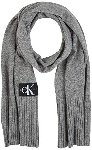 Tommy Hilfiger J Basic Men Knitted Scarf Bufanda, Gris (GREY P01), One Size para Hombre