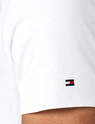 Tommy Hilfiger Logo Camiseta de Cuello Redondo,Perfecta para El Tiempo Libre, Blanco (White), S para Hombre