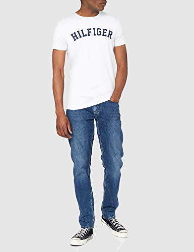 Tommy Hilfiger Logo Camiseta de Cuello Redondo,Perfecta para El Tiempo Libre, Blanco (White), XL para Hombre