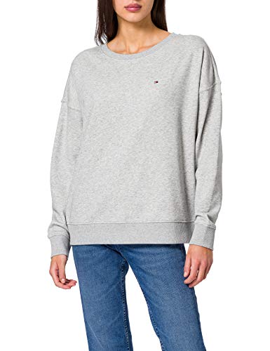 Tommy Hilfiger Oversized Open-NK Sweatshirt LS Sudadera, Gris Brezo, S para Mujer