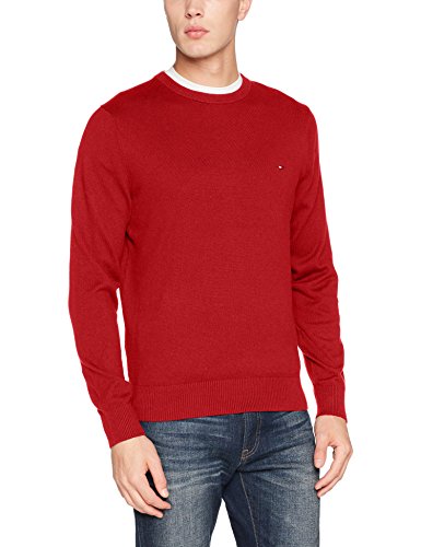 Tommy Hilfiger Pima CTN Cashmere C-NK CF Sudadera, Rojo (Haute Red Heather), X-Large para Hombre