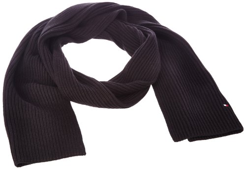 Tommy Hilfiger Pima CTN Cashmere Scarf Bufanda, Schwarz (083 FLAG BLACK), Talla única para Hombre