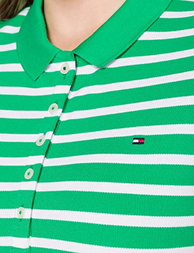 Tommy Hilfiger Short Sleeve Slim Polo Stripe Camiseta sin Mangas para bebés y niños pequeños, Classic Breton STP/Primario Verde, XXL para Mujer