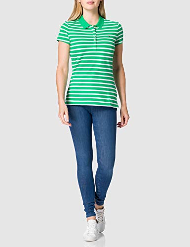 Tommy Hilfiger Short Sleeve Slim Polo Stripe Camiseta sin Mangas para bebés y niños pequeños, Classic Breton STP/Primario Verde, XXL para Mujer