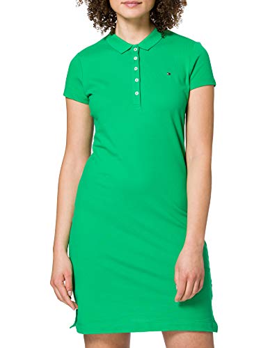 Tommy Hilfiger Slim Short Polo Dress SS Vestido Informal, Verde primario, XL para Mujer