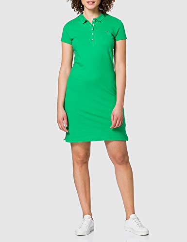 Tommy Hilfiger Slim Short Polo Dress SS Vestido Informal, Verde primario, XL para Mujer