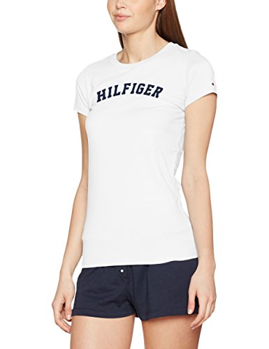 Tommy Hilfiger SS tee Print Camiseta, Blanco (White 100), M para Mujer
