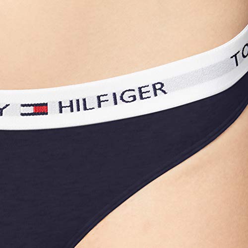 Tommy Hilfiger Tanga de Algodón Cintura elástica con el Logo, Azul (Navy Blazer), XS para Mujer