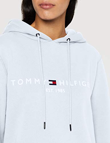 Tommy Hilfiger TH ESS Hilfiger Hoodie LS Sudadera, Azul (Breezy Blue C1o), 32 (Talla del Fabricante: XX-Small) para Mujer
