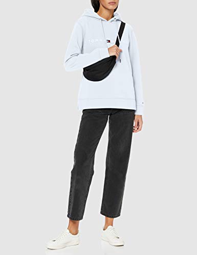 Tommy Hilfiger TH ESS Hilfiger Hoodie LS Sudadera, Azul (Breezy Blue C1o), 32 (Talla del Fabricante: XX-Small) para Mujer