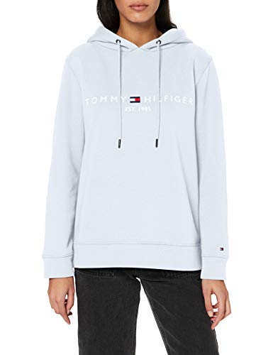 Tommy Hilfiger TH ESS Hilfiger Hoodie LS Sudadera, Azul (Breezy Blue C1o), 32 (Talla del Fabricante: XX-Small) para Mujer