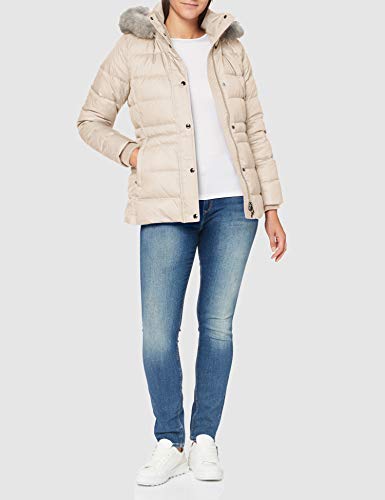 Tommy Hilfiger TH ESS Tyra Down Jkt with Fur Chaqueta, Vintage White, L para Mujer