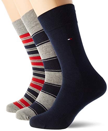 Tommy Hilfiger Th Men Sock 4p Stripe Tin Giftbox calcetines, tommy original, 43/46 (Pack de 4) para Hombre