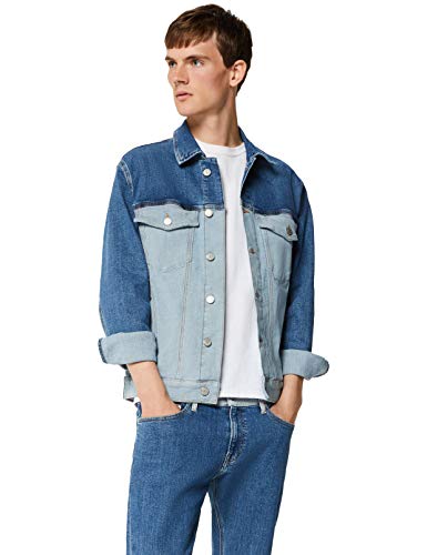 Tommy Hilfiger TJM Oversized Trucker Chaqueta vaquera, Azul (TJ DENIM COLORBLOCK 1A4), Medium para Hombre