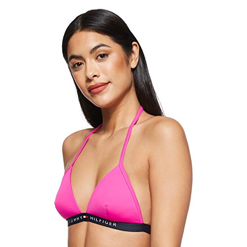 Tommy Hilfiger Triangle Fixed Parte de Arriba de Bikini, Rosa (Pink GLO), XL para Mujer