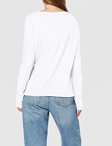 Tommy Jeans Soft Jersey Longsleeve Camiseta de Manga Larga, Blanco (White 100), X-Small para Mujer