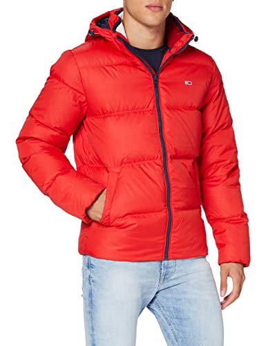 Tommy Jeans TJM Essential Down Jacket Chaqueta, Rojo (Carmesí profundo), L para Hombre