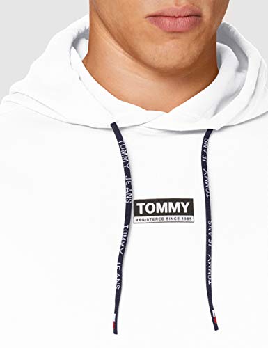 Tommy Jeans TJM Essential Graphic Hoodie Suéter, Blanco (White), X-Small Hombre