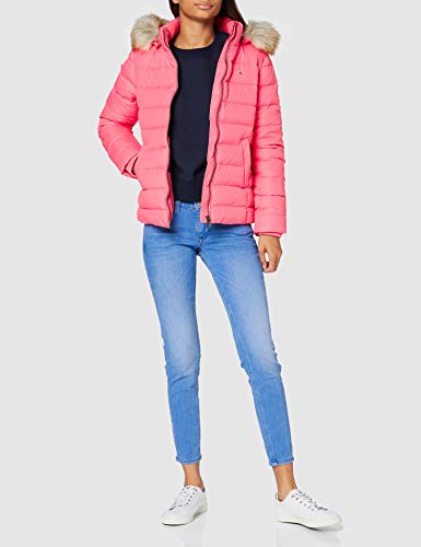 Tommy Jeans Tjw Basic Hooded Down Jacket Chaqueta, Rosa (Glamour Pink), S para Mujer
