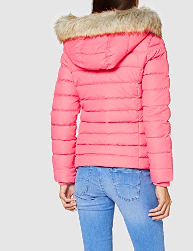 Tommy Jeans Tjw Basic Hooded Down Jacket Chaqueta, Rosa (Glamour Pink), S para Mujer