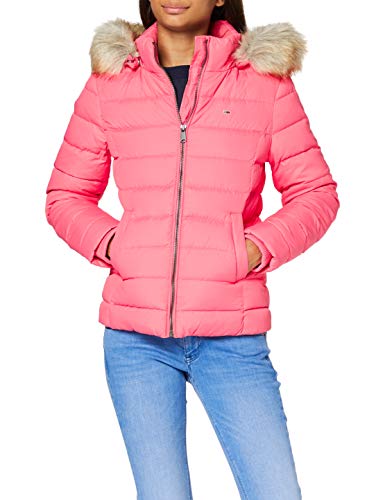 Tommy Jeans Tjw Basic Hooded Down Jacket Chaqueta, Rosa (Glamour Pink), S para Mujer