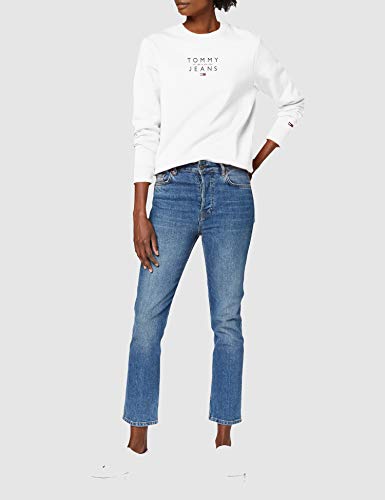 Tommy Jeans Tjw Essential Logo Sweatshirt Suéter, Blanco (White), XL para Mujer