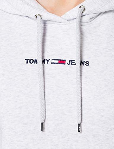 Tommy Jeans TJW Linear Logo Hoodie Suéter, Gris Plateado, XL para Mujer