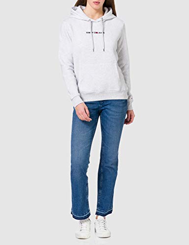 Tommy Jeans TJW Linear Logo Hoodie Suéter, Gris Plateado, XL para Mujer