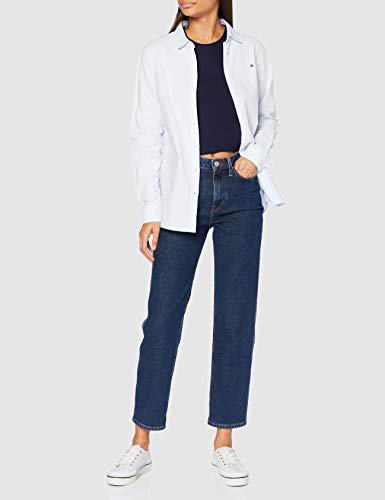 Tommy Jeans TJW Rib Crop Longsleeve Camisa, Azul Marino (Twilight Navy), L para Mujer