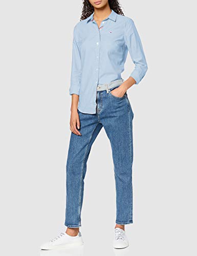 Tommy Jeans Tjw Slim Fit Oxford Shirt Camisa, Azul (Serenity), XXS para Mujer