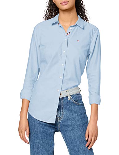 Tommy Jeans Tjw Slim Fit Oxford Shirt Camisa, Azul (Serenity), XXS para Mujer