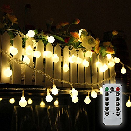 Tomshine Guirnalda Luces 10 m 80LEDs Blanco Cálido con Control Remoto para Jardines Fiesta de Navidad (blanco cálido)