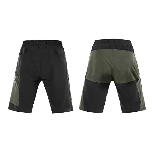 TOMSHOO Pantalones Cortos de MTB, Pantalones Cortos de Ciclismo para Hombre con Acolchados en 3D y 4 Bolsillos para Deporte al Aire Libre y Ciclismo (Negro, XL)