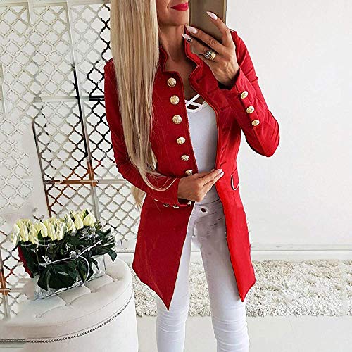 Tomwell Chaqueta de Manga Larga para Mujer, Entallada, con Botones y Solapas Rojo ES 38
