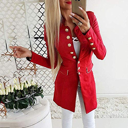 Tomwell Chaqueta de Manga Larga para Mujer, Entallada, con Botones y Solapas Rojo ES 38