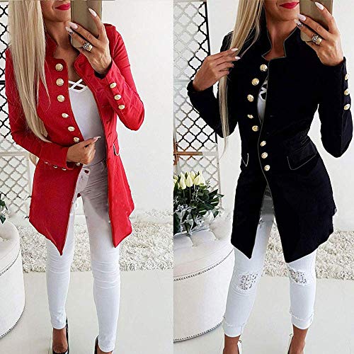 Tomwell Chaqueta de Manga Larga para Mujer, Entallada, con Botones y Solapas Rojo ES 38