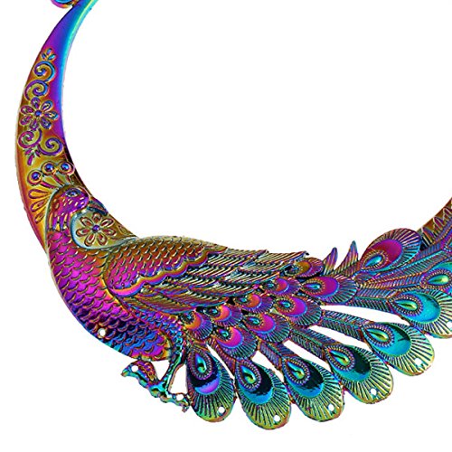 TOOGOO Retro etnico tallado purpura verde pavo real collar grande indio maxi joyeria de las mujeres collar exagerado joyeria